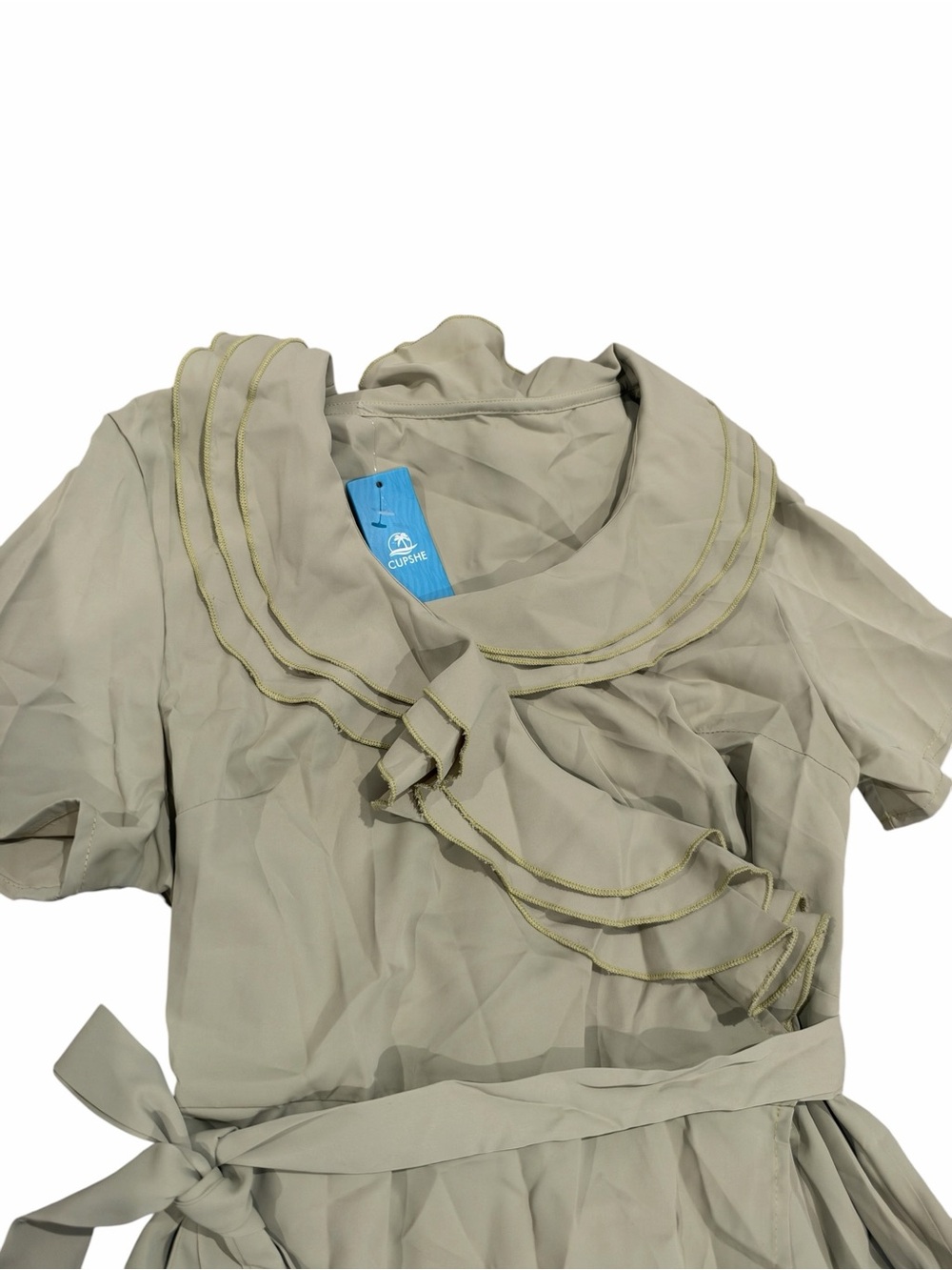 Cupshe Pistachio Tiered Ruffle Wrap Mini Dress - Picture 6 of 12